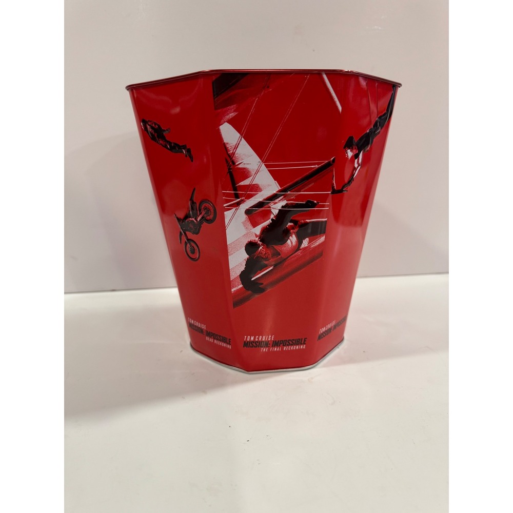 Mission Impossible Movie Franchise Red Metallic Octagonal Popcorn Tin Bucket